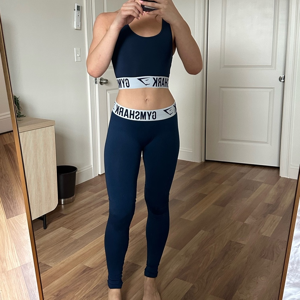 Gymshark Navy Blue Sports Bra and Leggings Set